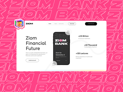 Ziom Bank - Financial App Concept 3d animation app branding design figma graphic design illustration logo motion graphics ui ux vector