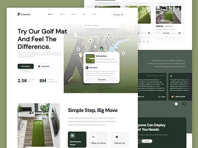 Golf Mat Landing Page agency branding company design ecommerce golf golf mat graphic design green hero homepage indonesian landing page light mode real e saas ui design usa ux design website