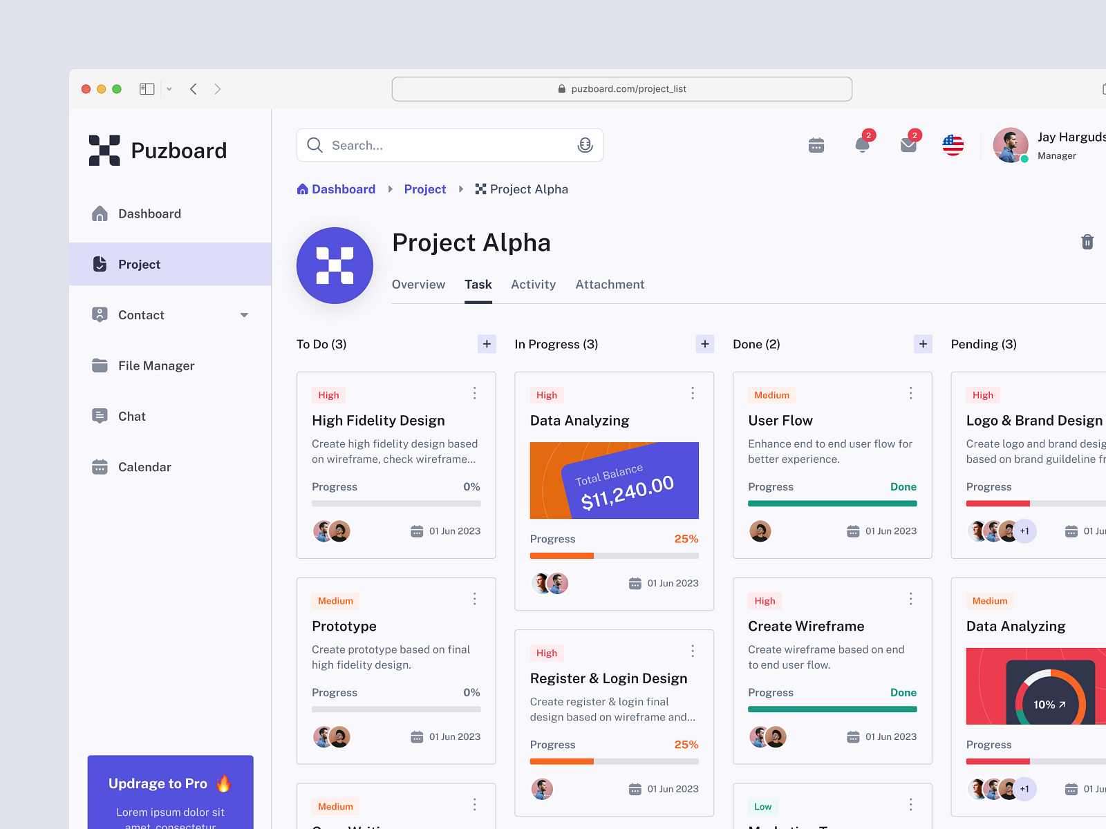 Puzboard Project Management Exploration by Bagus for CakeIt Design on ...