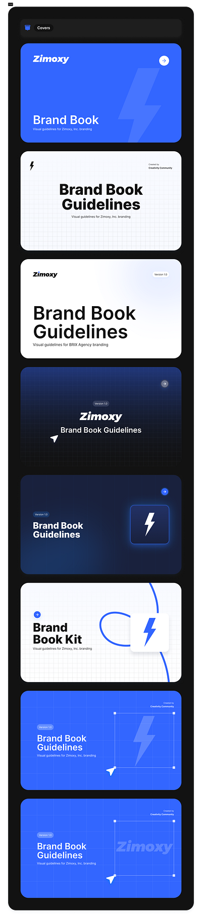 Zimoxy | Brand Book Covers banners branding design graphic design illustration logo ui ux