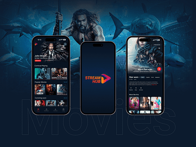 Stream Hub - Movie Mobile app motion graphics typography ui ux