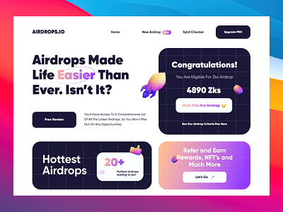 Airdrops Provider bitcoin blockchain crypto cryptocurrency herosection interface landing minimal interface modern design ui design ui ux
