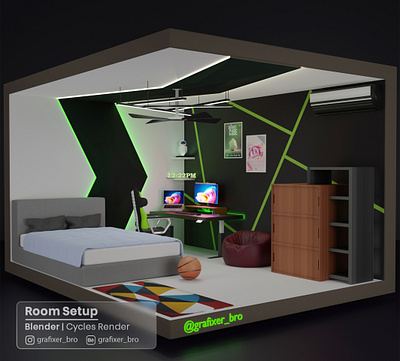 Room Setup in Blender 3D 3dmodeling blender cyclesrender grafixerbro interiordesign render roomsetup