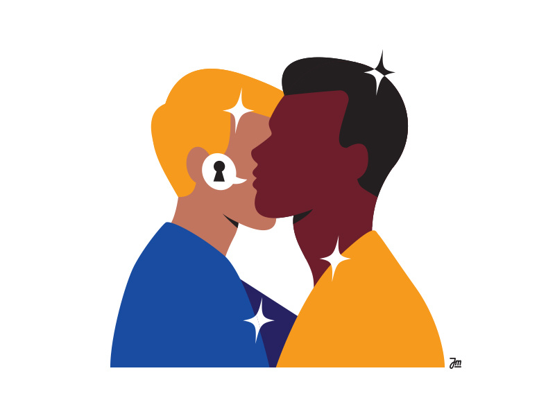Tell me a secret 2d boy boys character character design couple design face graphic design hug illustration man men people portrait queer relationship simple stars vector