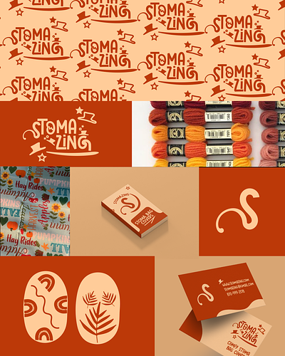Stomazing brand identity autumn colors brand design brand identity branding business card creative and colorful fall vibes graphic design healthcare company illustration illustrator medical mockups design orange playful ostomy bags stoma bag design vector