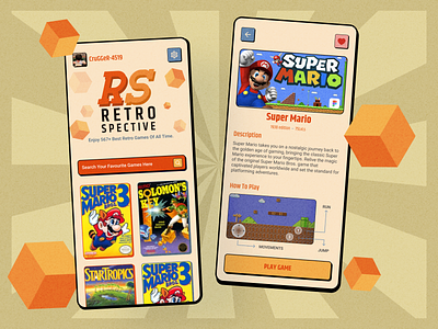 Retro Games UI Design app console design games gaming mario minimal mobile retro retro games ui ui design ui trend vintage
