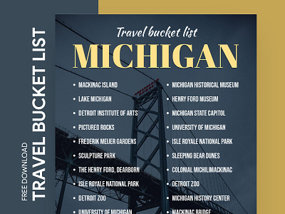 Michigan Travel Bucket List Free Google Docs Template bucketlist checklist docs document goals google journey list print printing template templates travel trip usa wishlist