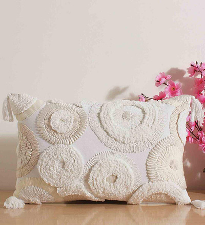Save Upto 34% OFF on Ivory Woven Cotton 20 x 12 Inches sofa cushion covers