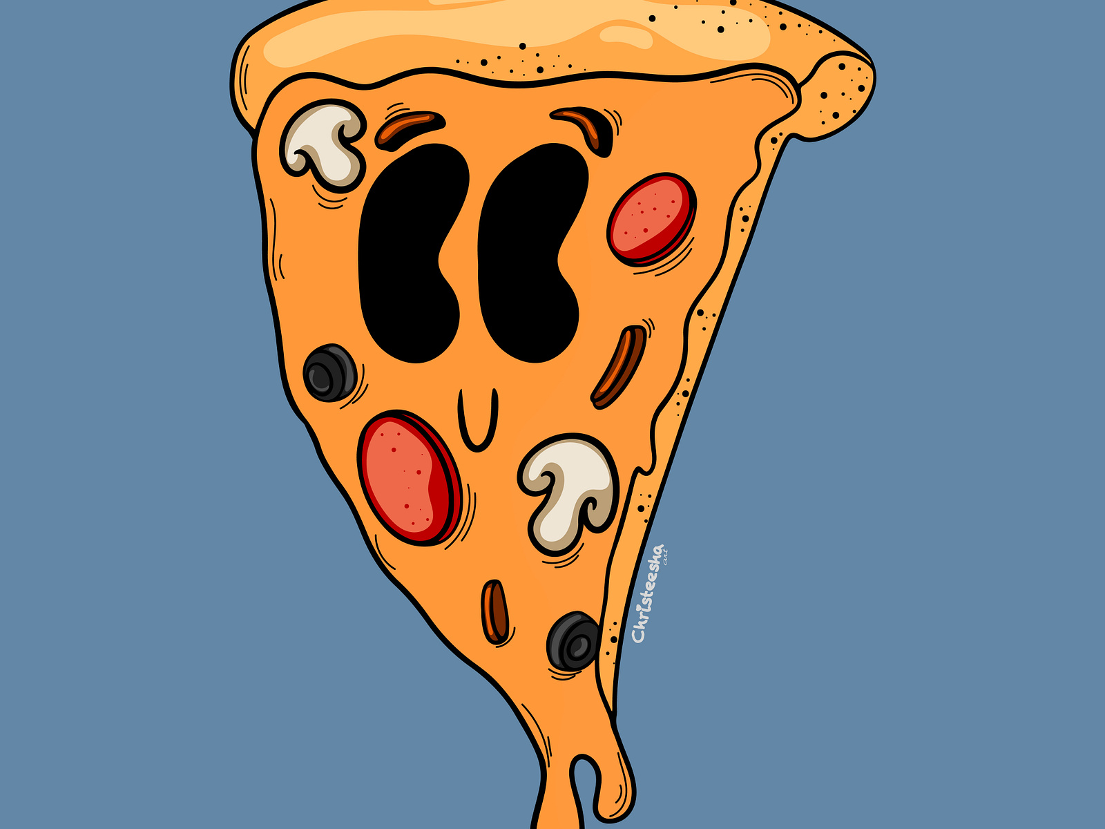 Pizza Cartoon Style By Christina (christeeshaart) On Dribbble