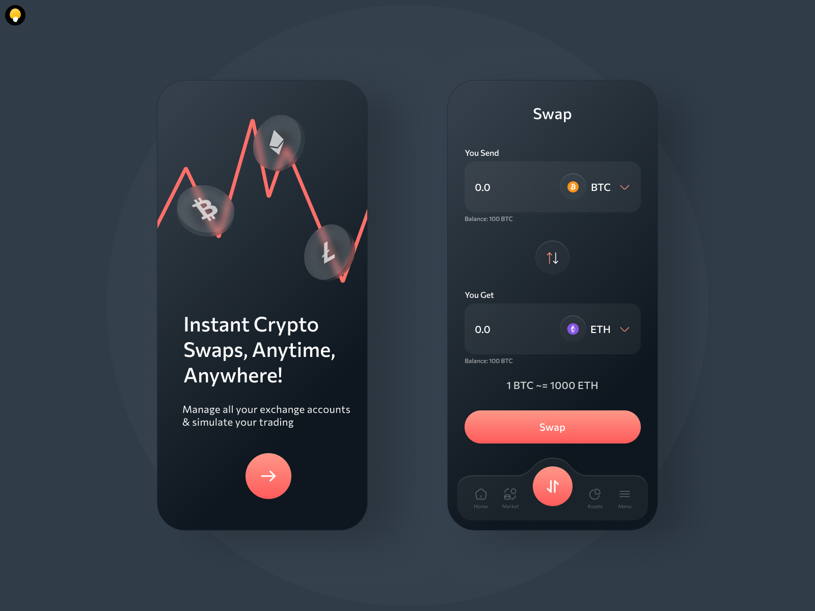 Crypto Swap App Design blockchain crypto dark mode design swap ui web3