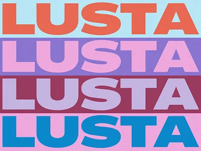 Lusta - Logo colourways blue branding colour palette contrast design graphic design hair logo mauve orange pink purple shop strong toppers type typography ui ux vector