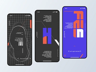 Tech Festival - Mobile App Concept app blue brutalism design festival future technolog gray hackathon ios mobile mobile app start ups tech festival trends ui ux web