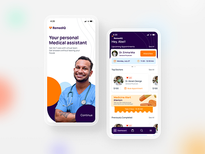 RemediQ - Healthcare App app designs design graphic design health healthcare healthcare app medical medical app ui uiux design ux