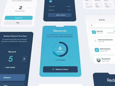 Preparing animations for the rewards flow ae analytics dashboard dtailstudio healthcare interface kpi medical mobile mobile app mobile applicaiton onboarding referral system ui ux