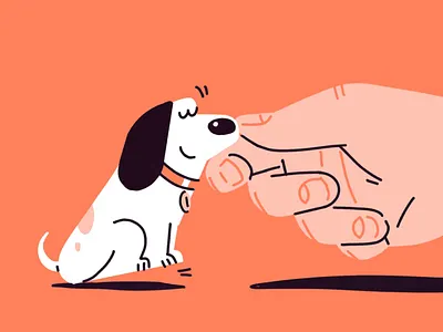 Goodoggo affection animal big boy cartoon collar dog funny good hand illustration orange pat pet red simple tail white