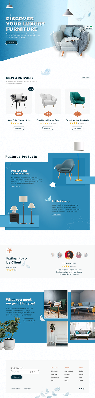 Furniture Website - A Landing Page app branding illustration landing page mobile app product design typography ui ux