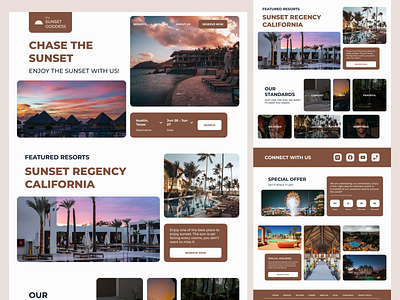 The Sunset Goddess Resorts Landing Page brown grid hotel hotel app hotel landing page hotel web hotel website landing page resorts resorts app resorts landing page resorts website sunset web design web landing page