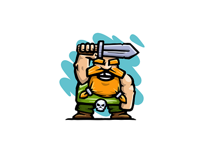Viking Warrior Logo brand branding for sale illustration logo mark mascot nagual design sword viking warrior