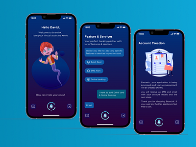 Branch X - Ai voice chat bot ai chat bot branch x figma mobile app ui visual design voice over
