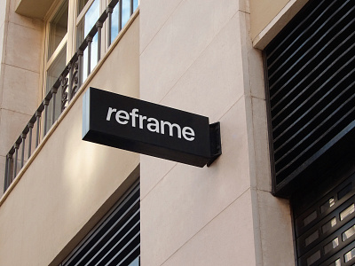 reframe optics salon logo design graphic design logo minimal reframe signage typographic logo typography wordmark