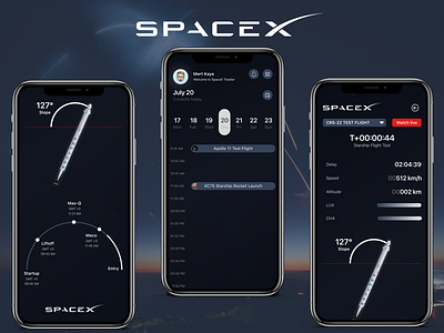 SPACEX UI CASE app dark design designer mobil mobile product rocket space spacex ui ux