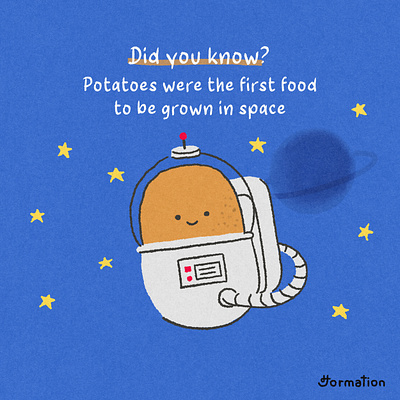 Potatoes were the first food to be grown in space cartoon did you know digital art digital illustration drawing fact fun fact illustration nasa potato potatoes space