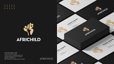 Africhild Logo + Business card africa app branding care child design graphic design illustration logo minimal modern negativespace nonprofit poor simple social typography ui ux vector