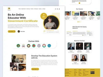 E-Learning Website Landing Page UI Design design e learning edusite landing page design ui uiux website design
