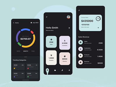 Finance App branding dark app design finance finance app free mobile graphic design mobile app mobile application mobile design mobile mockup mockup profit revenue ui ui design ux wallet app
