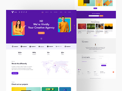 Vividly Landing page clean company creative agency design graphic company homepage landing page minimalist one page ui ux vividly web design