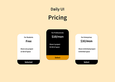 #30 daily UI Challenge - Pricing challenge dailyui design ui ux