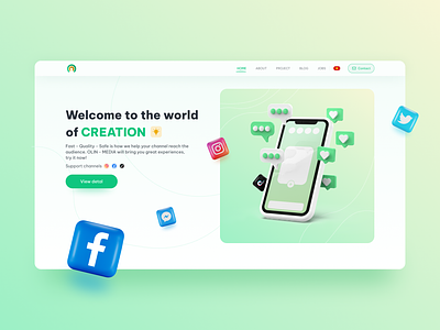 OLIN - communication support for customers 3d animation branding clean dashboard gradient green green and yellow home social ui ui design ui ux website yellow