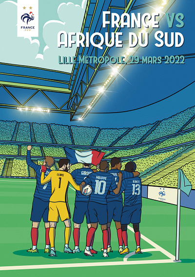 France vs South Africa game artwork digital art digital artwork football football illustration football poster illustration ligne claire soccer sports sports illustration