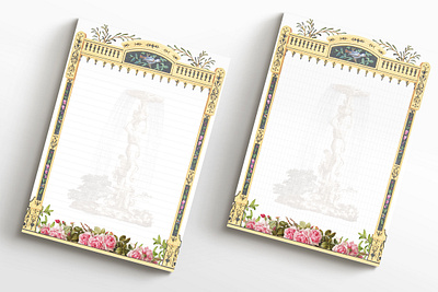 vintage rose notepad design illustration