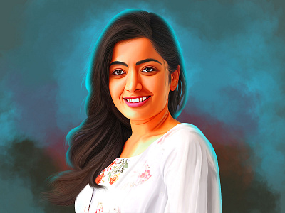 Rashmika Mandanna Painting branding design digital painting illustration illustrator logo design mockup design photoshop ui web deisgn