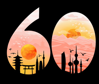 Kuwait's Japanese Embassy: 60 years of Friendship branding concept art design digital illustration procreate