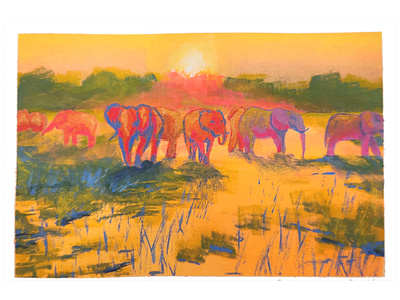 Noor's Elephants background design elephants gouache illustration watercolor