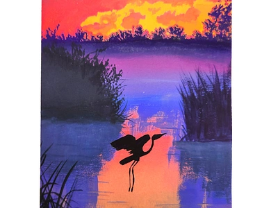 The Everglades - Gouache background design gouache illustration traditional watercolor