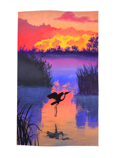 The Everglades - Gouache background design gouache illustration traditional watercolor