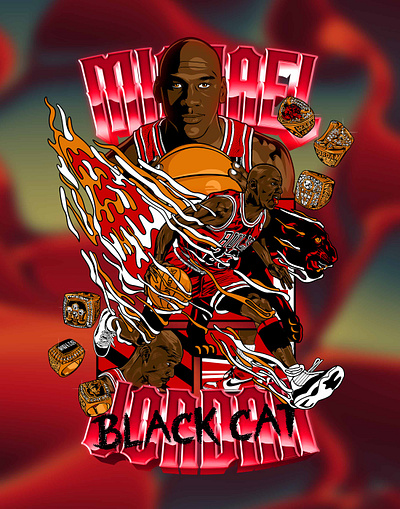 BLCKCAT MJ art graphic design illustration nba poster tshirt vector
