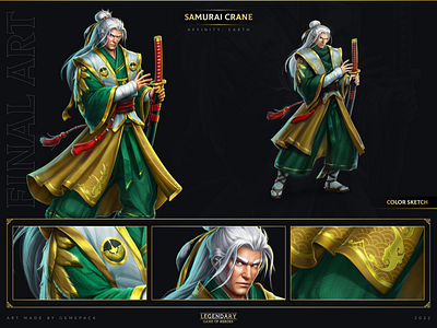 Samurai Crane 2d art cgi character character concept character design concept concept art digital 2d digital art fantasy game game art game of heroes illustration legendary mobile games sci fi