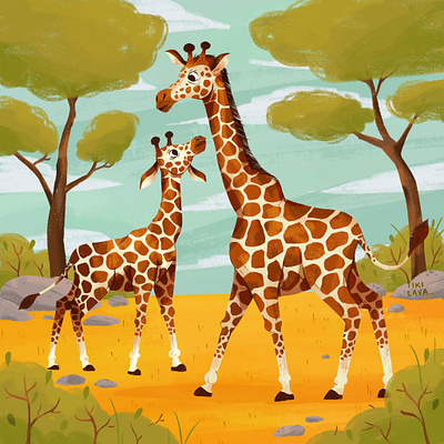 Giraffe big and small advertising animals childrensbook illustration design digitalart editorial graphicdesign illustration jungle