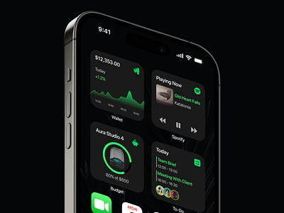 iOS widgets bitcoin budget dark mode design forex ios iphone mockup music player task to do ui ux widget