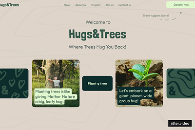 Web design for Hugs&Trees | Showreel background banner brown card design green illustration nature organization texture trees ui