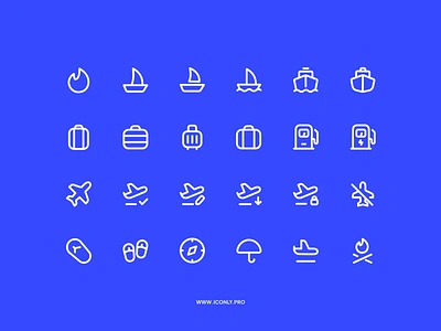 Iconly Animation, Travel category! ae animation bag beach design figma fire gas icon icondesign iconography iconpack icons iconset json lottie motion ship travel