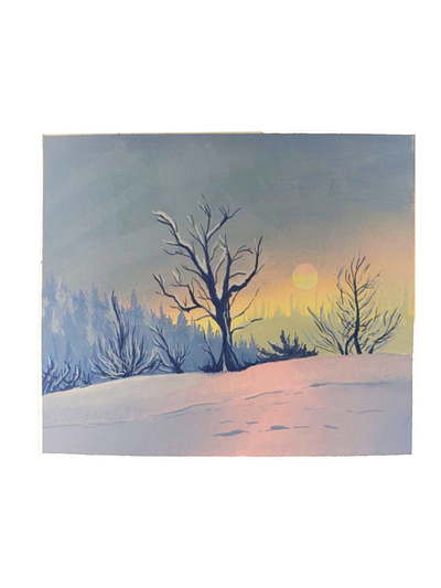 Winter Study - Gouache background design gouache illustration painting traditional watercolor