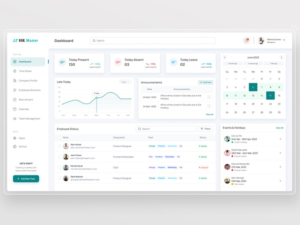 HR Master - HR Management Dashboard by Arif Hossain on Dribbble