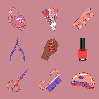 Manicure set illustration app branding design graphic design illustration logo typography ui ux vector