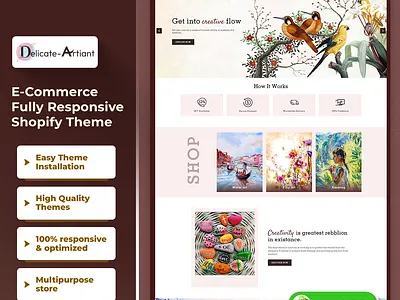 Delicate-Artian Premium Art and Painting Shopify 2.0 Theme css3 design html5 responsive design shopify shopify theme web design