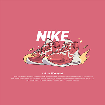 Nike LeBron Witness 6 design flat illustration hypebeast illustration nike nike illustration nike shoes outfit red shoes sneakers
